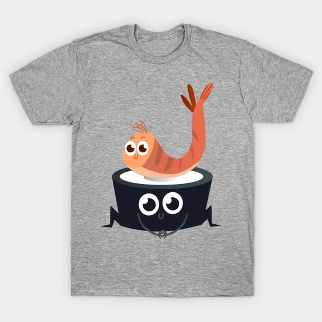 Happy Sushi Rolls - Digital Vector Illustration T-Shirt by WaltTheAdobeGuy